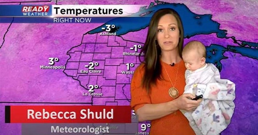 Meteorologist Mom Goes Viral When Reporting the Weather Forecast with 13-Week-Old Baby