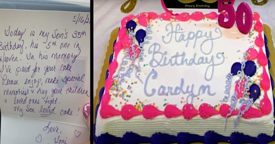 Note From Stranger Who Paid For Their Birthday Cake Leaves Woman And Her Husband In Tears