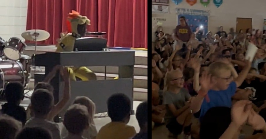 Crowd Goes Wild for 7-Year-Old's Super Mario Bros Inspired Talent Show Peaches Performance