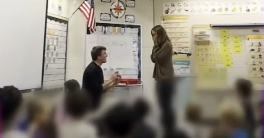 Kids Start Cheering During Classroom Story Time As Teacher Is Surprised with Marriage Proposal