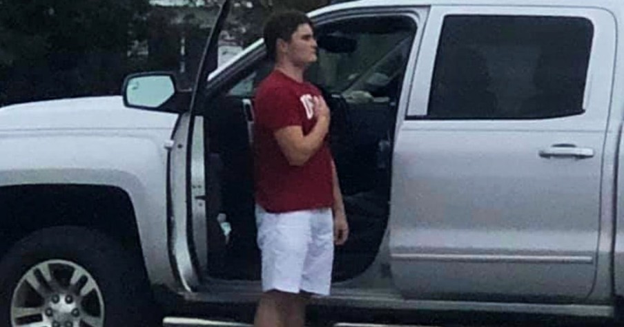 Teen Was Leaving Football Practice When He Heard The National Anthem Chords Start To Play