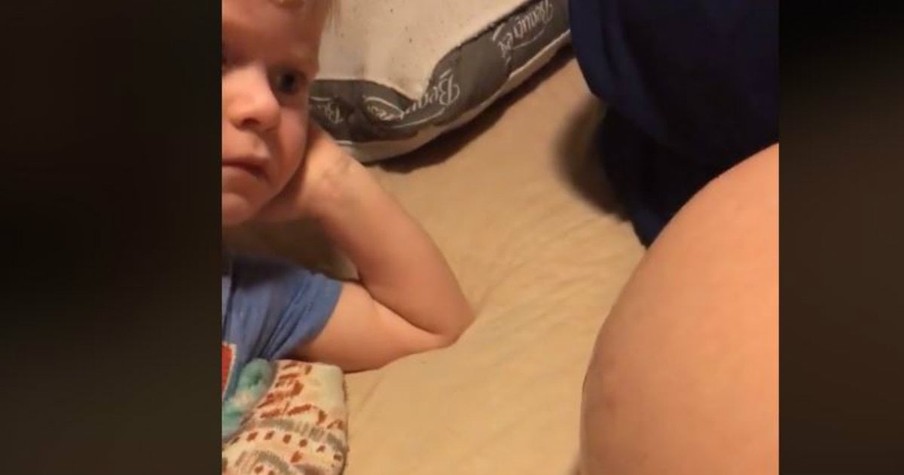 Little Boy Talks To Baby Sibling In Mommy's Belly But Didn't Expect The Baby To Respond