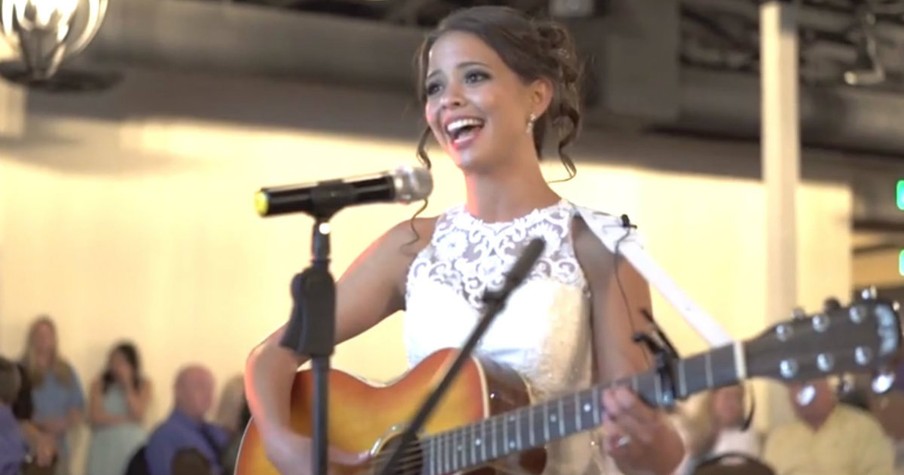 Bride Sings For Groom At Her Wedding And He Can't Hold Back His Tears