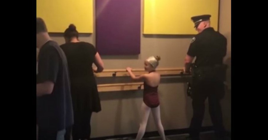 Police Officer Adorably Goes To Ballet Class With His Daughter