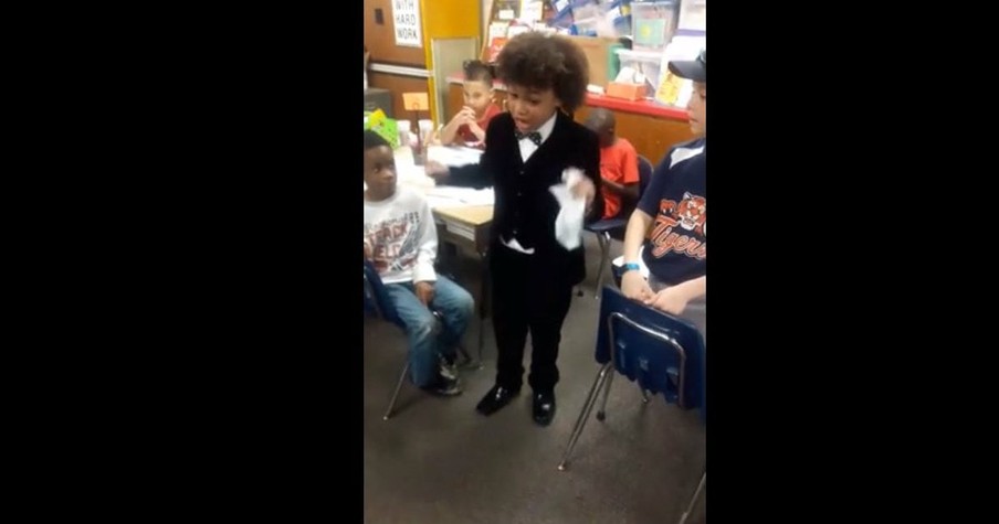 Young Boy Impersonates A Preacher For His Elementary School Career Day