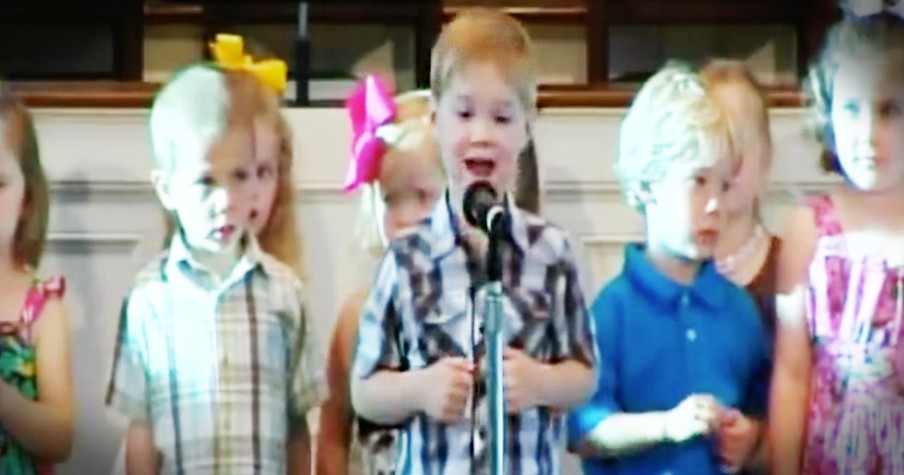 Little Boy Sings Country Music During Bible Song