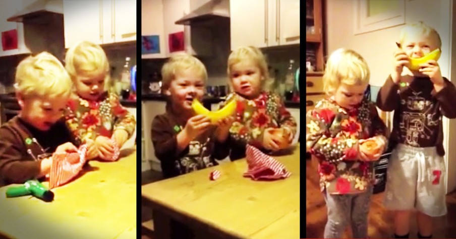 Dad Gives His Kids Ordinary Foods Disguised As Christmas Presents