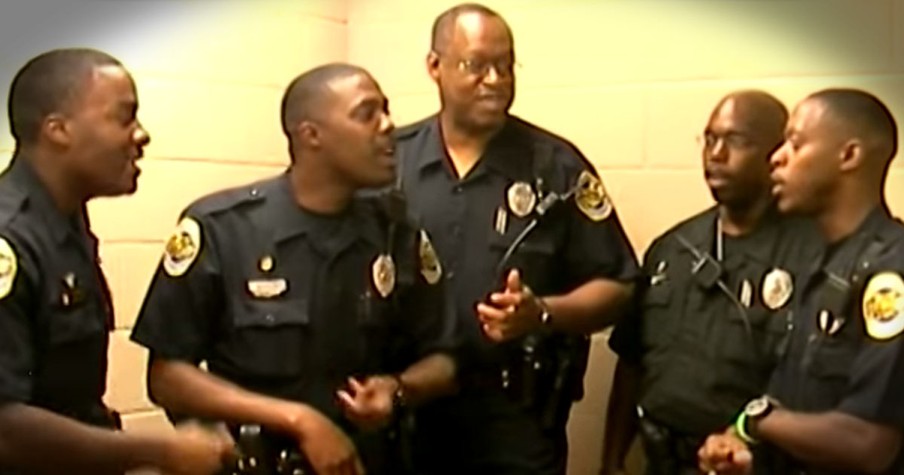 Police Officers Sing A Cappella To Praise Jesus