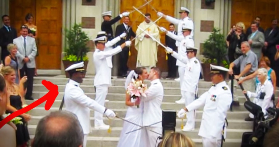 Sword Arch For Nick And Melanie's Navy Wedding