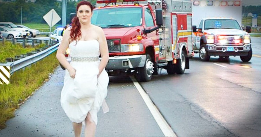 Paramedic Bride Responds To Car Crash In Her Wedding Dress