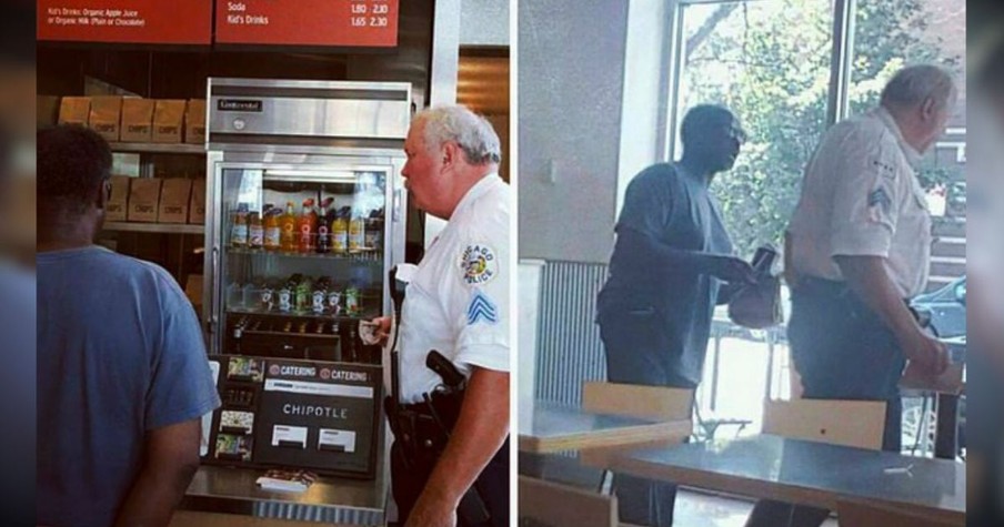 Police Officer Buys Lunch For A Homeless Man