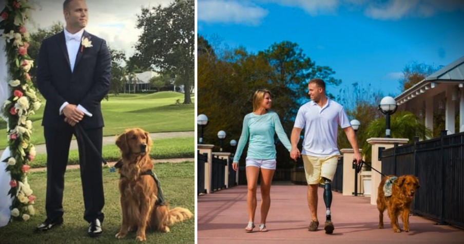 A Wounded Warrior Groom Has A Special Best Man: His Service Dog