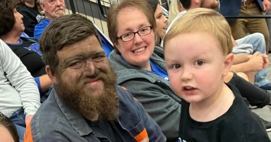 Photo of Coal Miner Covered in Soot Goes Viral After He Races from Work to Meet Son at Game