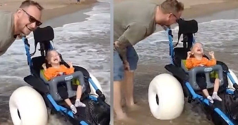 Strangers Create Wheelchair That Lets Disabled Boy Play in Ocean And His Joy Has Mom in Tears