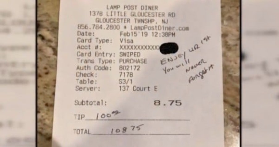 Police Officer Leaves A Pregnant Waitress A Note And $100 Tip And Her Dad Responds