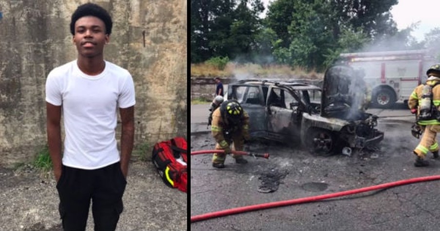 Teen Hero Selflessly Risks His Own Life To Save Mom And 3 Kids Trapped In A Burning Car