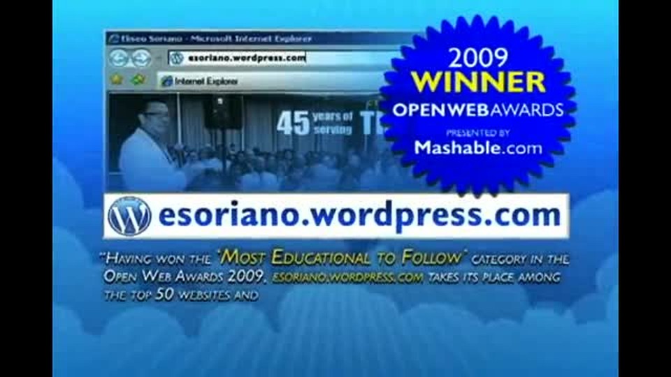Bro. Eli Soriano's blog was hailed as The Most Educational to Follow