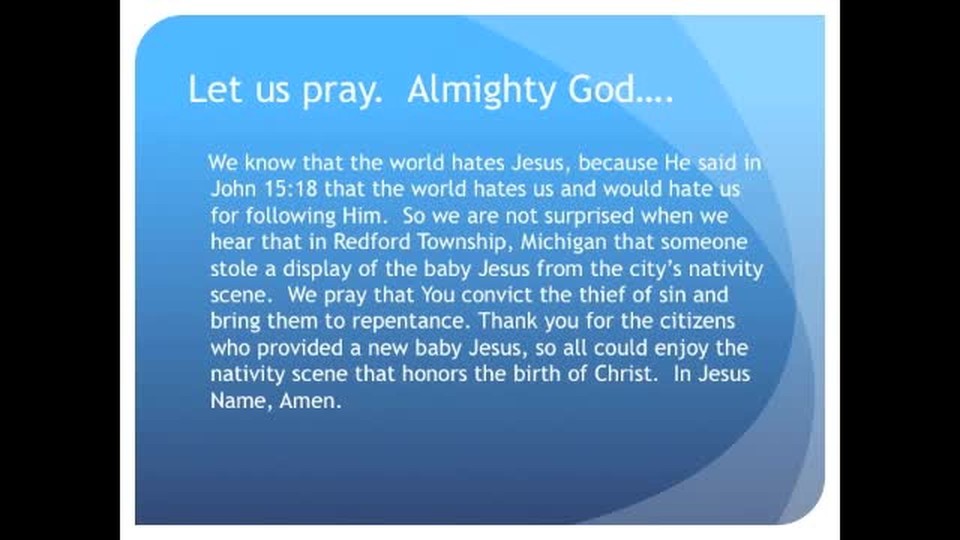 'Tis the Season to Steal the Baby Jesus from Nativity Scenes (The Evening Prayer - 17 Dec 10)