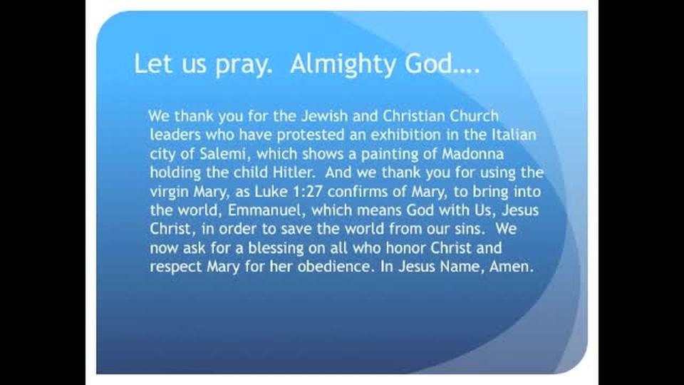 Italy: Painter Exhibits “Madonna Carrying Hitler Child” (The Evening Prayer - 24 Dec 10)