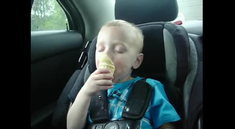 Toddler Sleep-Eats Ice Cream - So cute!