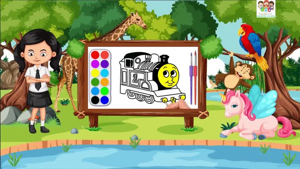 Thomas train Drawing, painting and coloring for kids & Toddlers Drawing Basics | creativejoykids