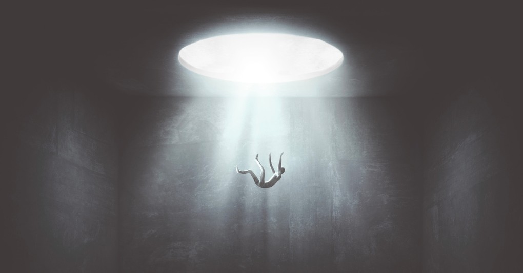 Man falling in a hole