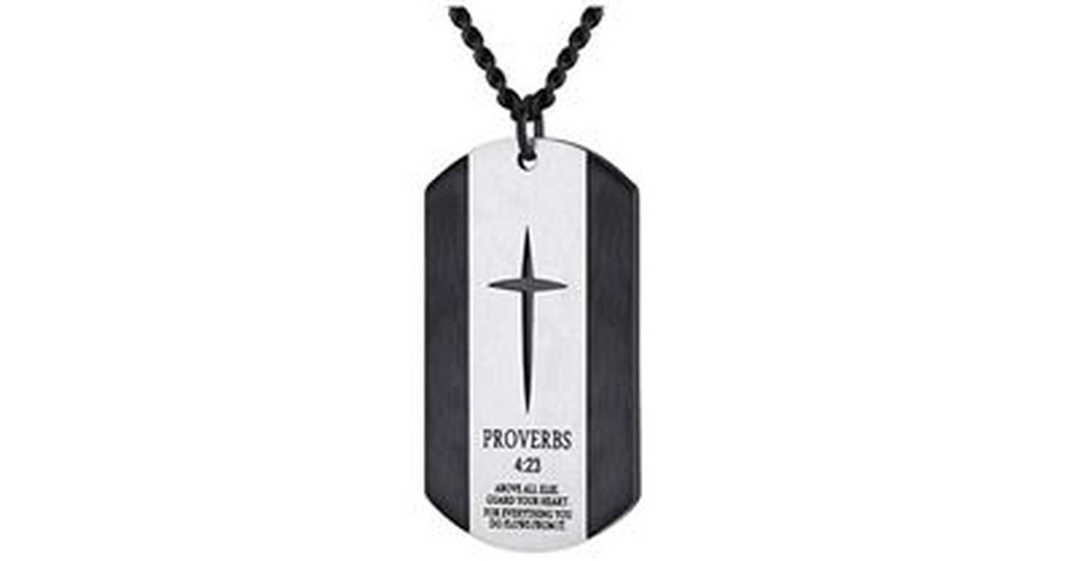 Stainless Steel Bible Verse Cross Dog Tag Pendant