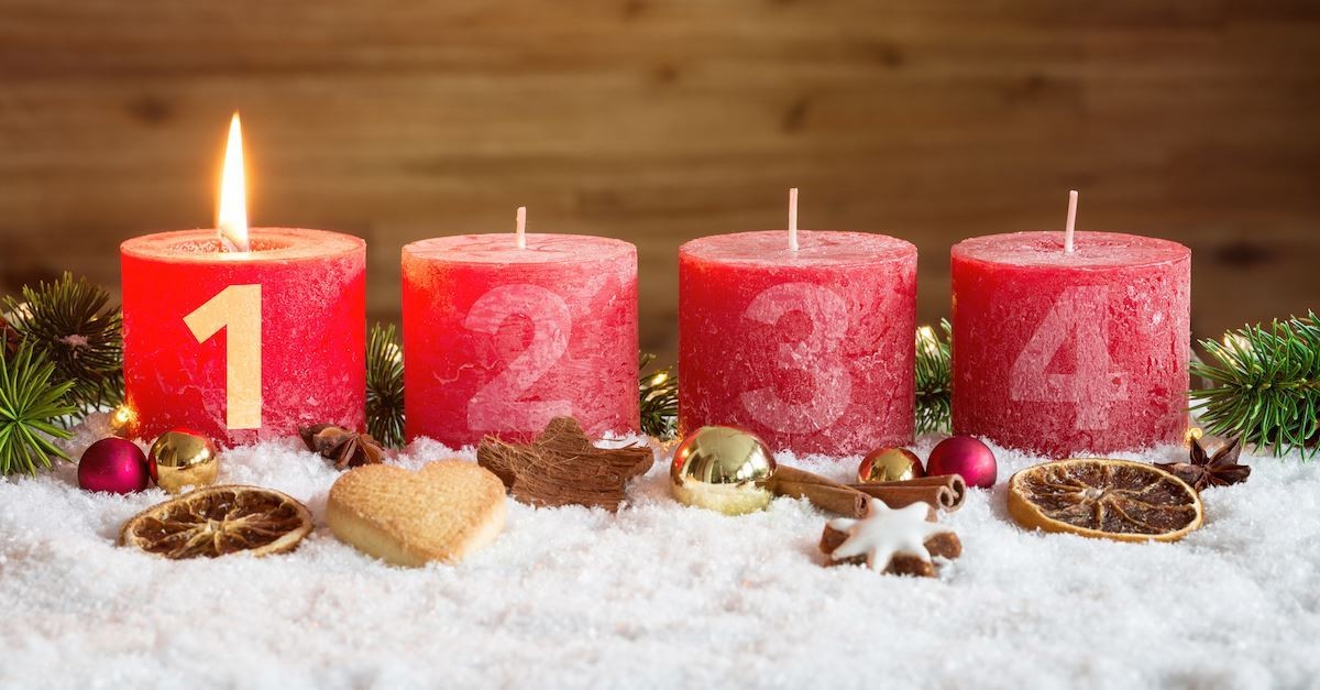 red advent candles in a row