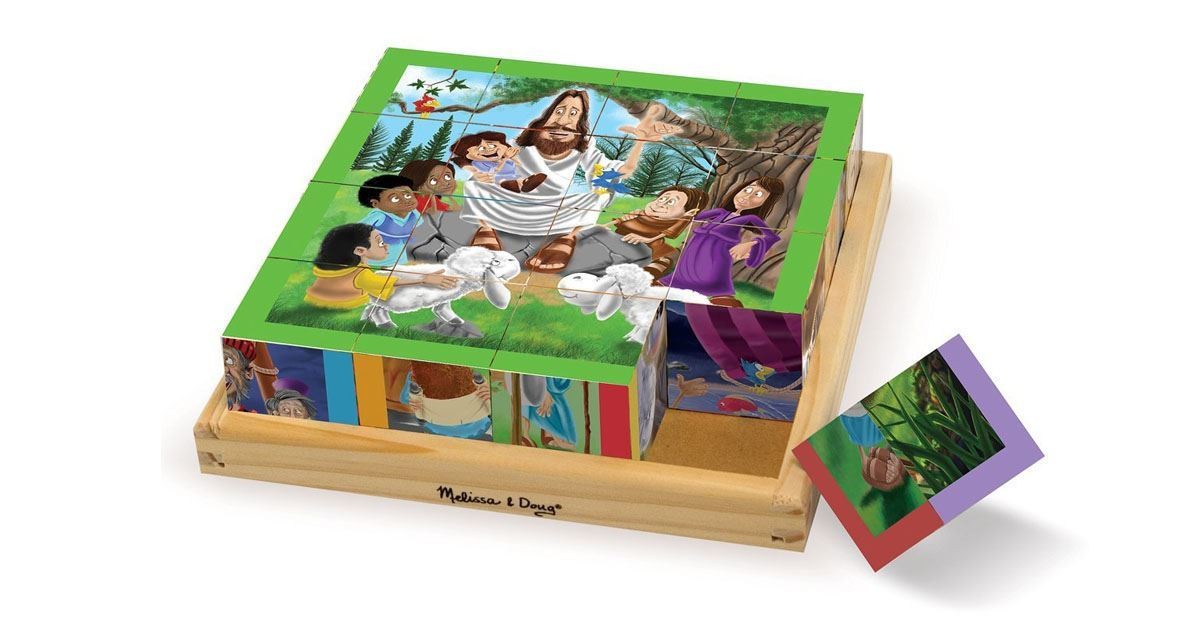 5. Melissa and Doug New Testament Bible Stories Wooden Cube Puzzle