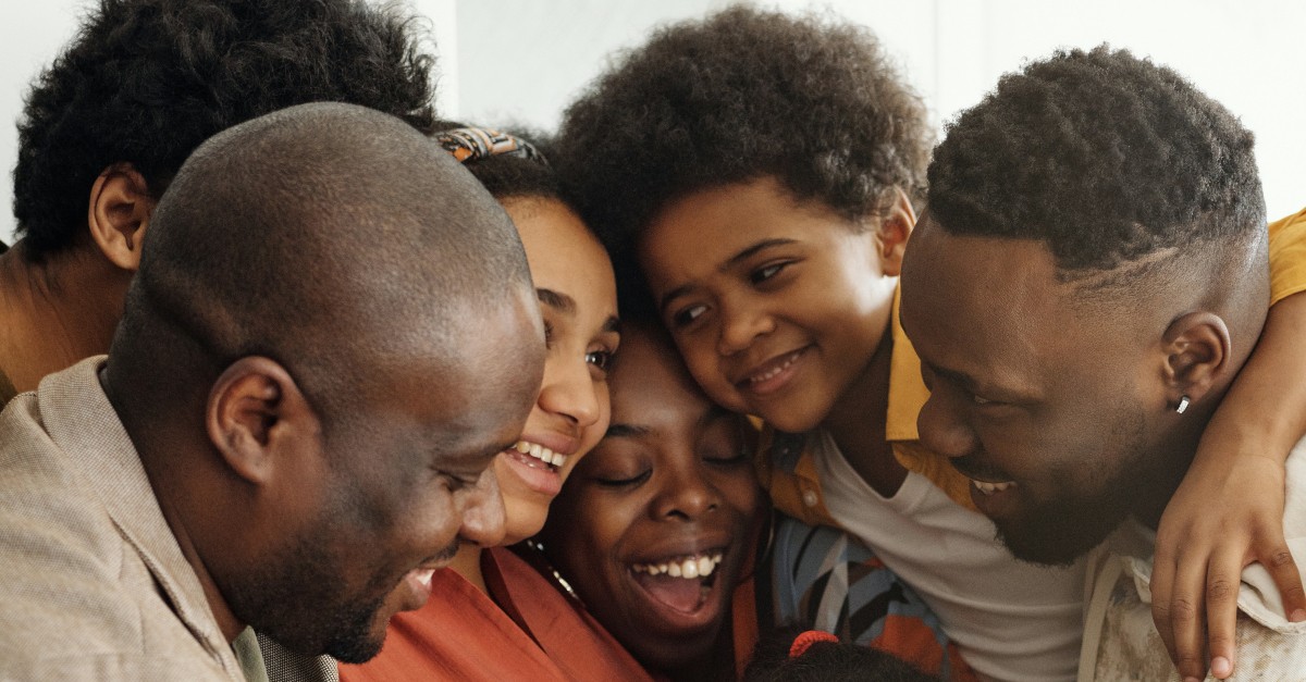 family gathering group hug