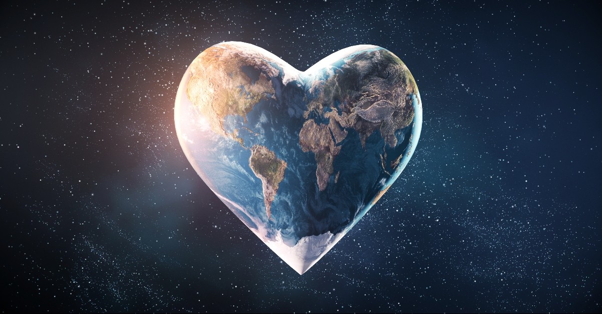 The world in a heart shape