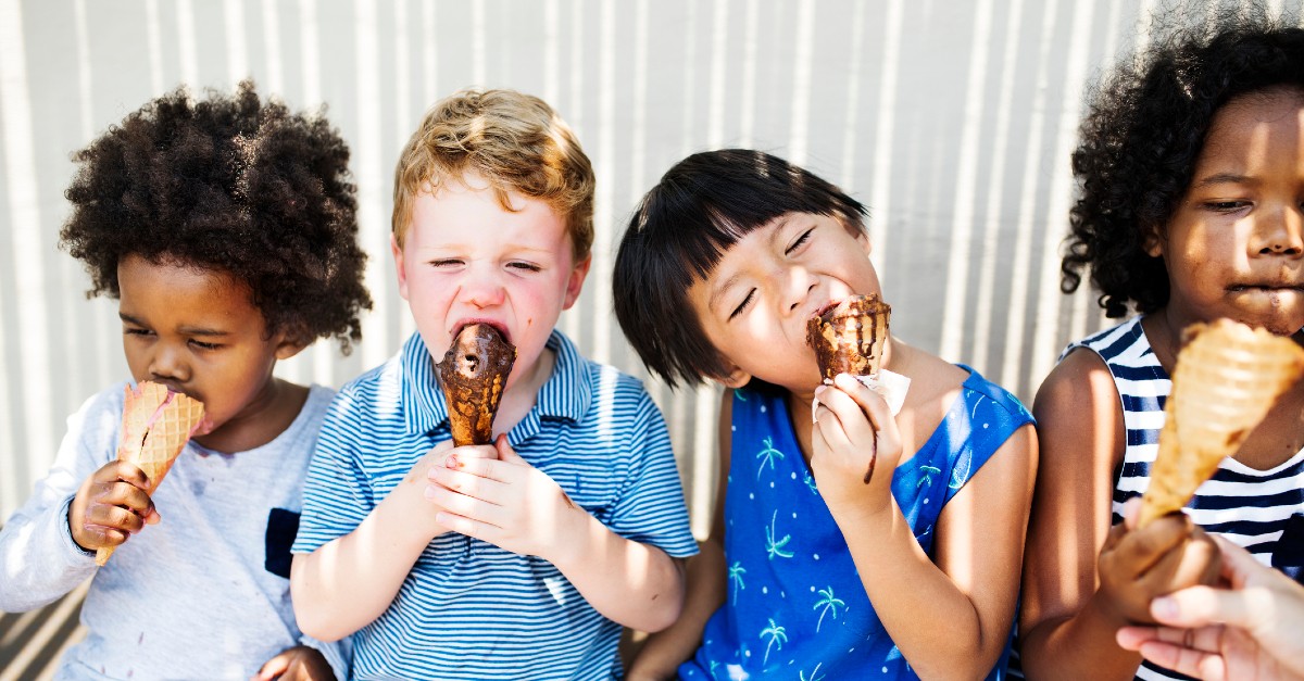 diverse kids eating ice cream