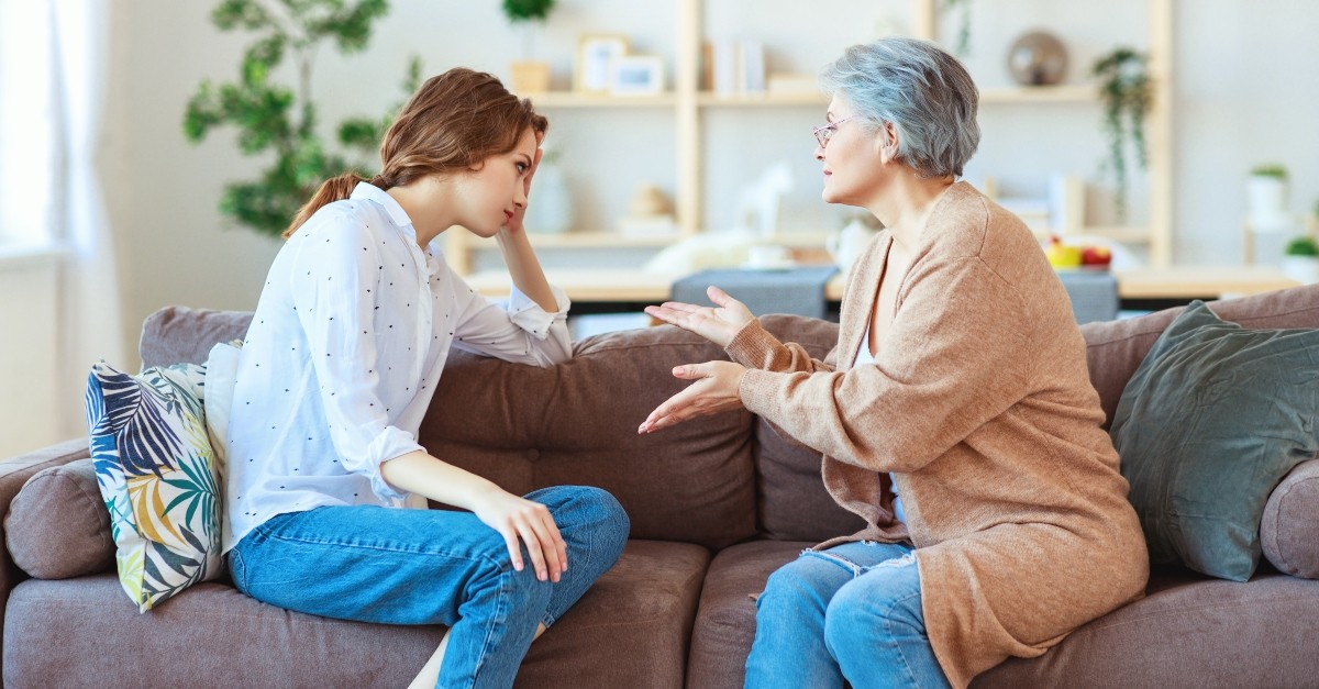 Younger and older woman having an argument