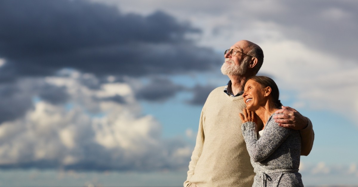 senior couple gazing at sunset peaceful Peace Be With You