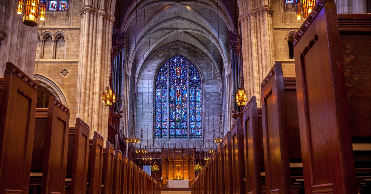 Inside of a church, Episcopalians Are Attending Church Less but Giving More