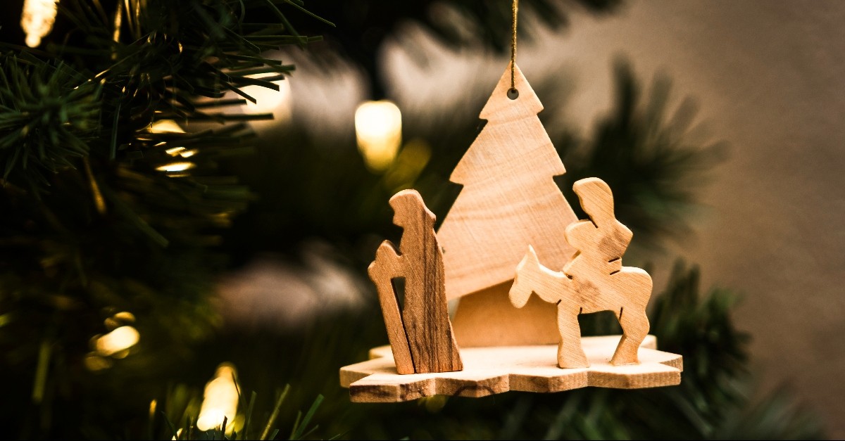 Nativity ornament on a Christmas Tree