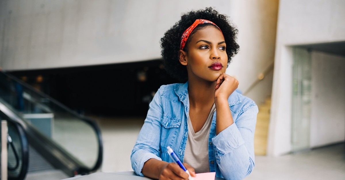 Woman looking pensive