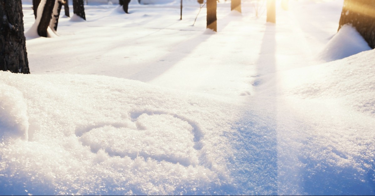 Heart drawn in the snow