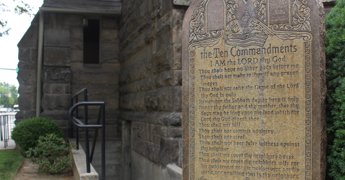 A statue of the Ten Commandments, 