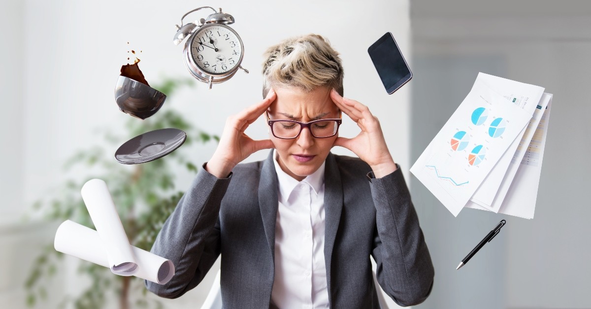 Woman surrounded by busyness