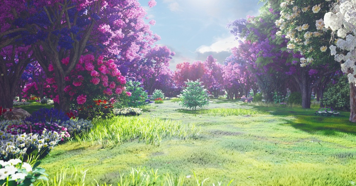 Garden of flowers and trees