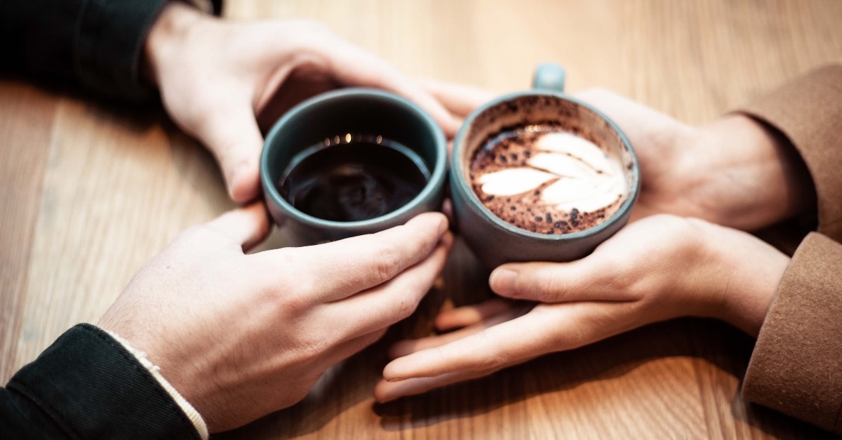 coffee cups hands date, dating decisions scripture guide