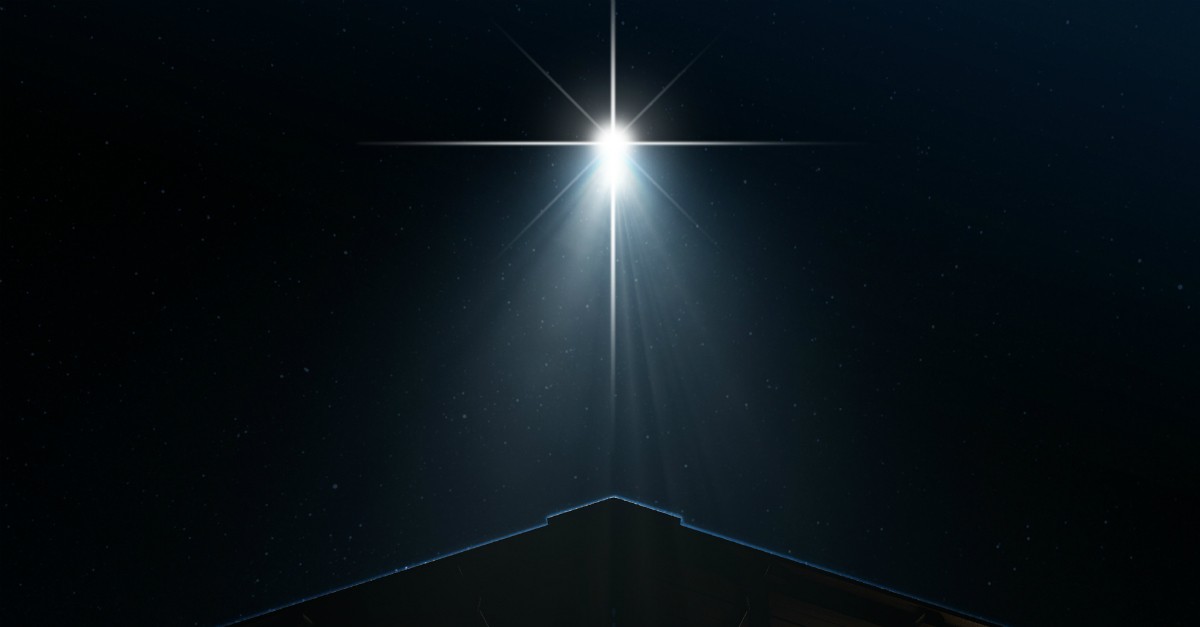 Star of Bethlehem over Jesus' birth