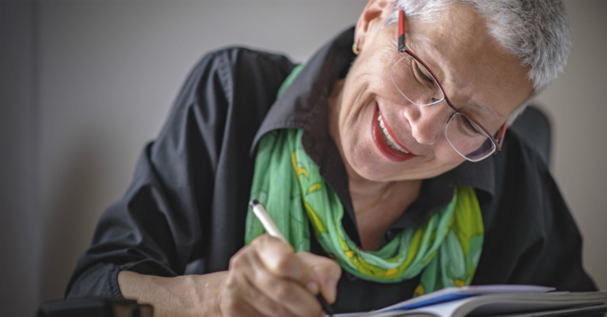 grandmother writing a letter