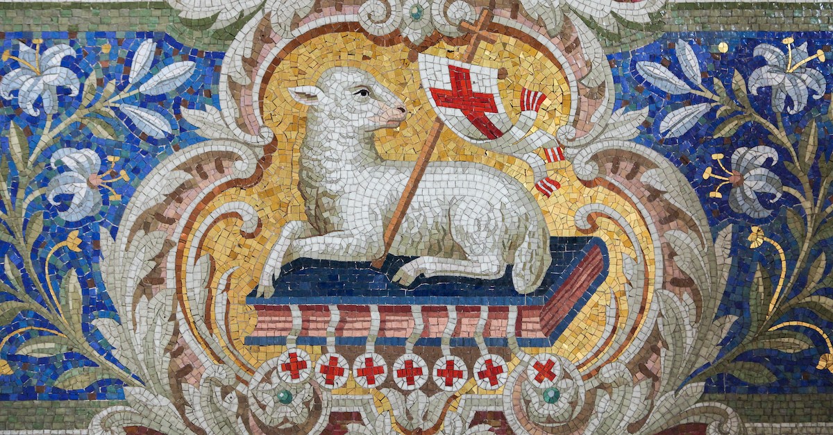 mosaic art of a lamb representing Christ