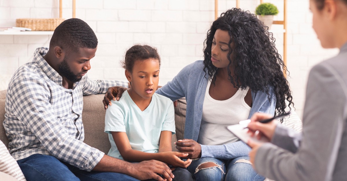 family talking in counseling