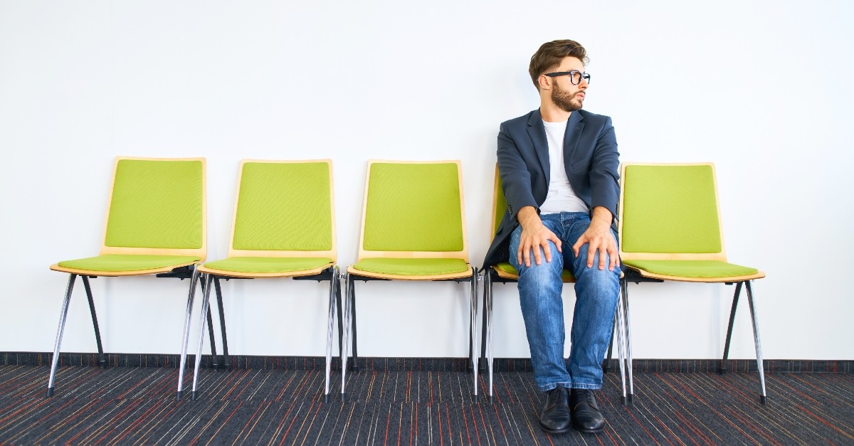 Man waiting in a waiting room