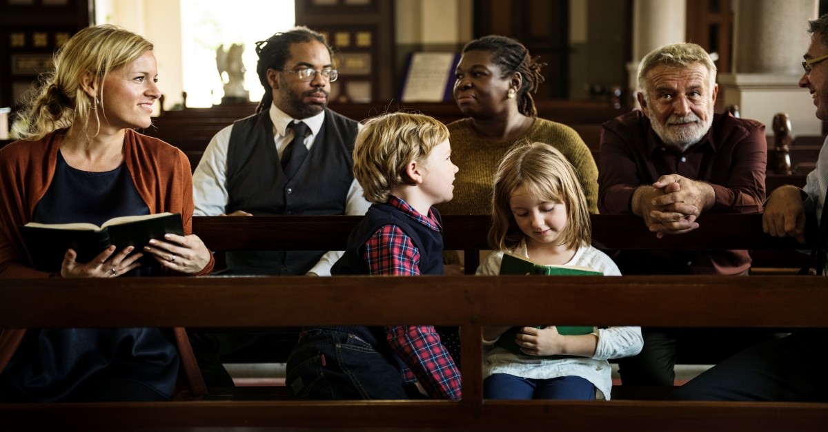 Smiling church congregation