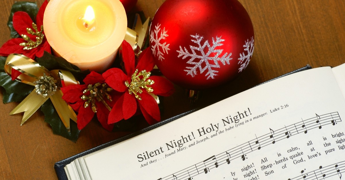 Christmas ornaments and Silent Night hymn