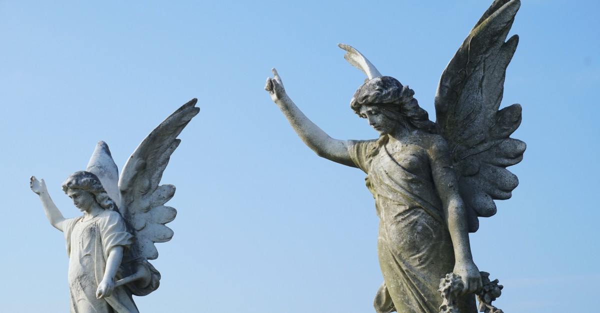 Two angel statues